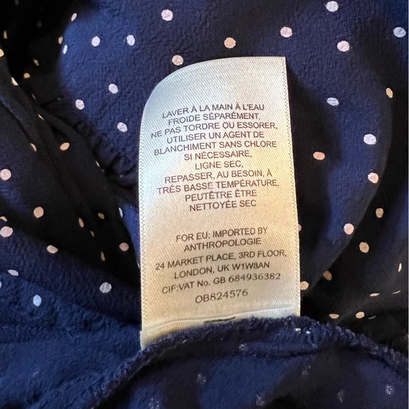 *EUC* Anthropologie x Maeve Pernille Tie-Sleeve Polka Dot Blouse, Size Small - Picture 8 of 10